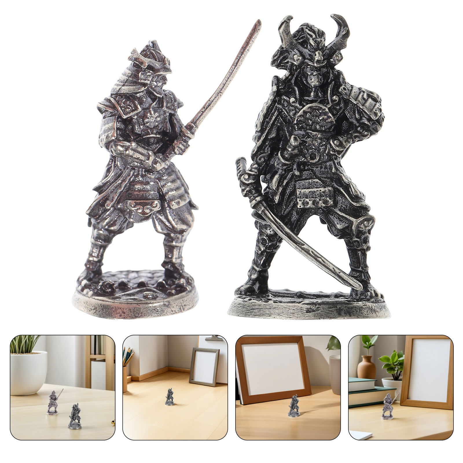 Japanese Garden Bonsai - 2Pcs Japanese Mini Samurai Sculptures Copper