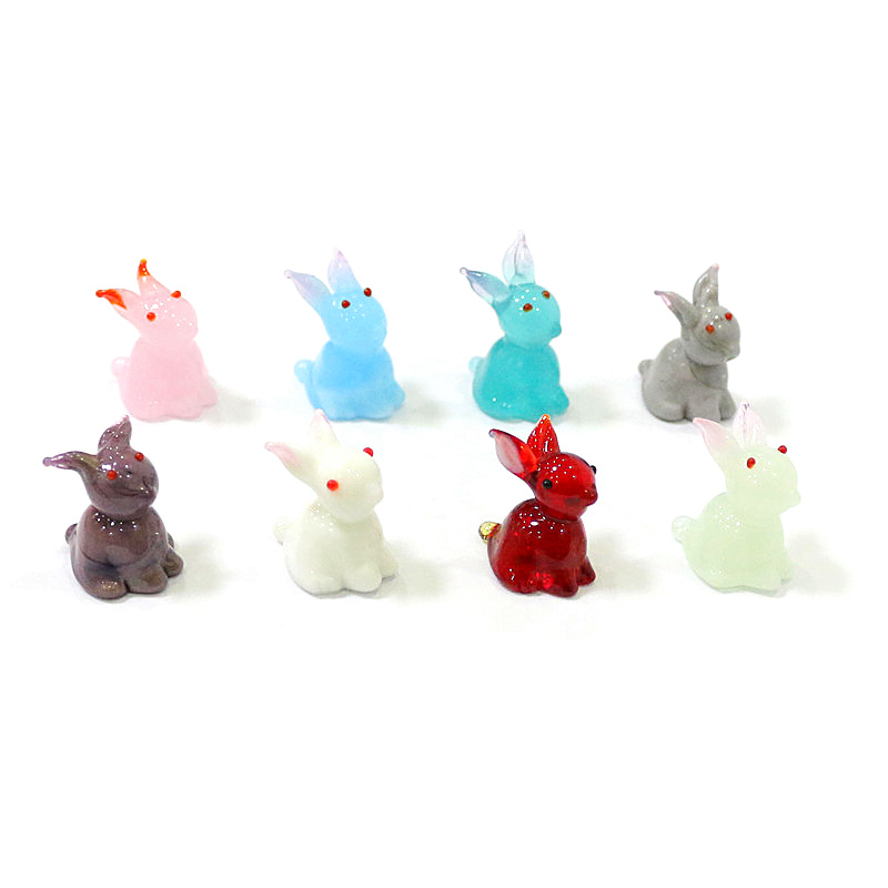 Bonsai Garden Table - 2pcs Mini Glass Bunny Figurine Cute