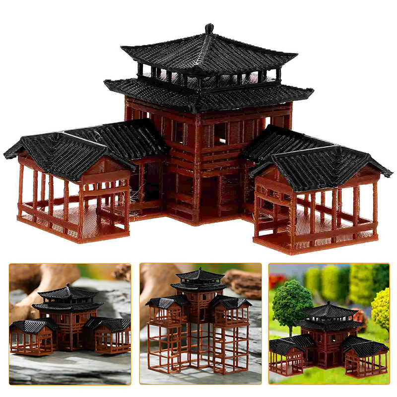Japanese Garden Bonsai - Chinese Inn Statue Ancient Building Model