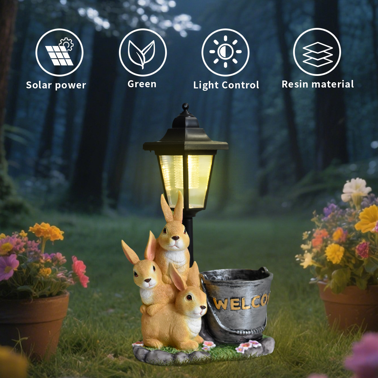 New rabbit solar garden light  - Bonsai Gardenia review and price